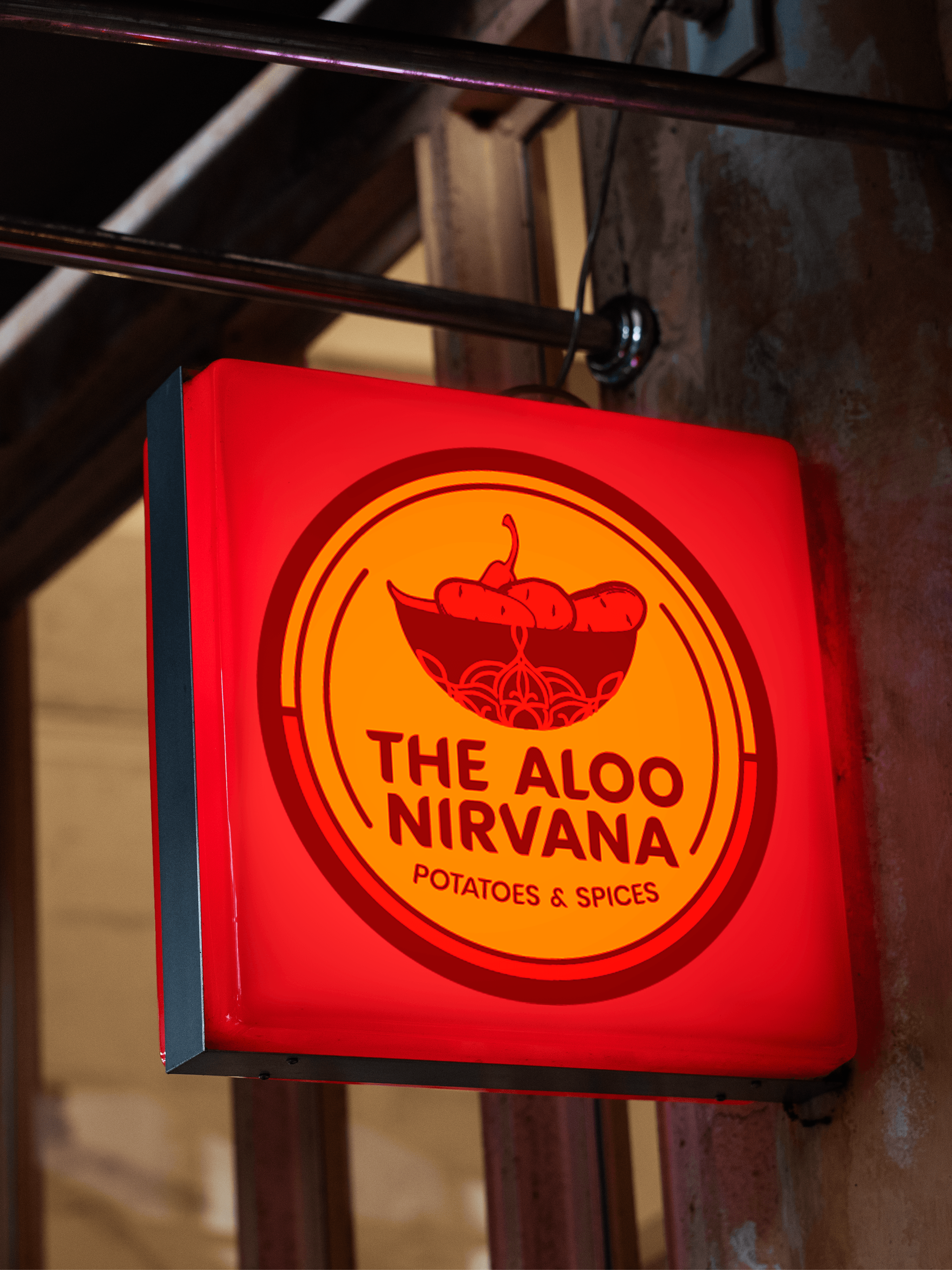 Aloo Nirvana Logo Sign Mockup